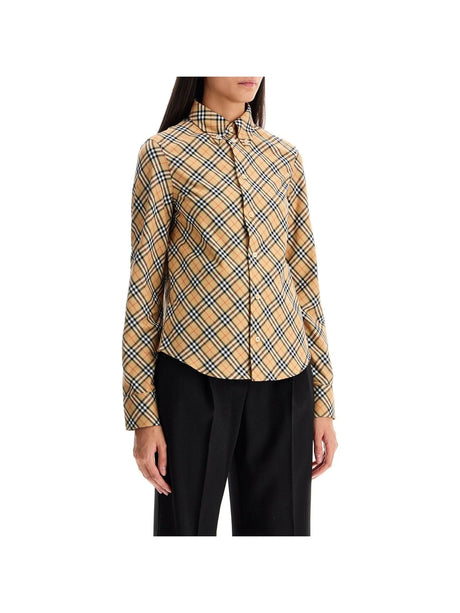 Slim Fit Check Cotton Shirt-Burberry-JOHN JULIA