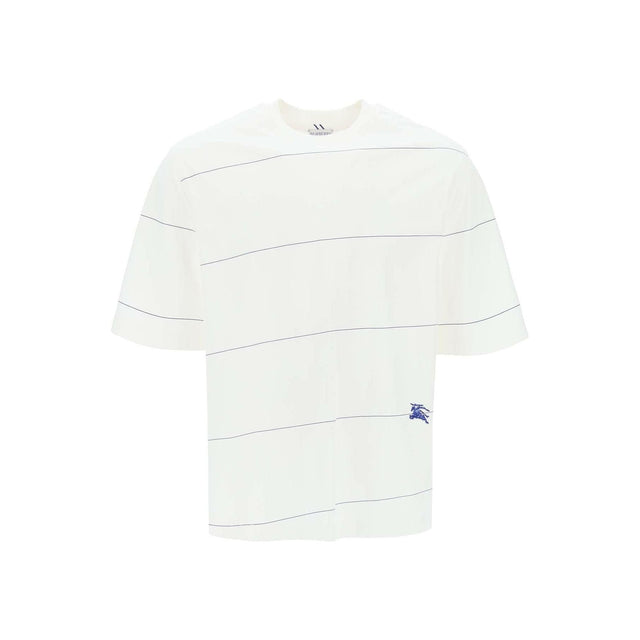 White Striped EKD Embroidery Cototn T-Shirt BURBERRY JOHN JULIA.