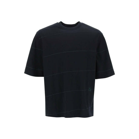 Black Striped EKD Embroidered Cotton T-Shirt BURBERRY JOHN JULIA.