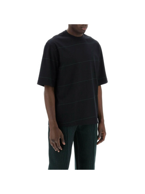 Black Striped EKD Embroidered Cotton T-Shirt BURBERRY JOHN JULIA.