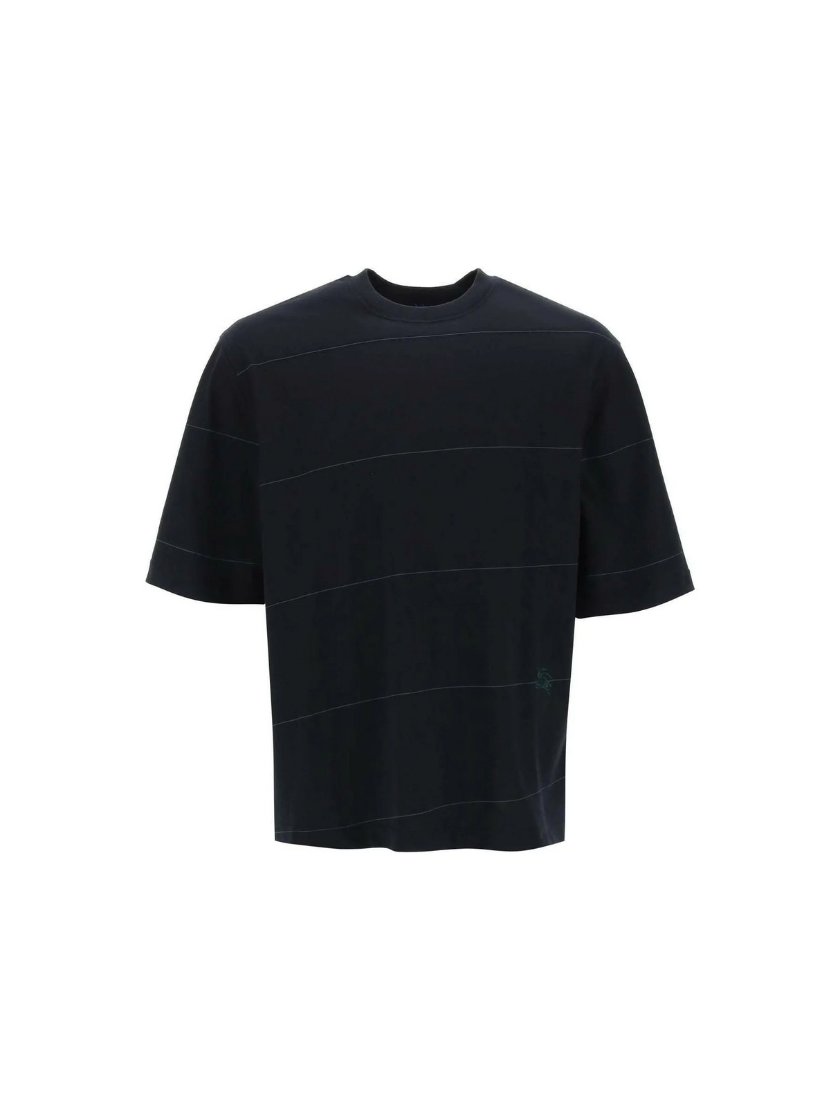 Black Striped EKD Embroidered Cotton T-Shirt BURBERRY JOHN JULIA.