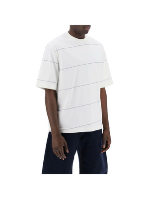 White Striped EKD Embroidery Cototn T-Shirt BURBERRY JOHN JULIA.