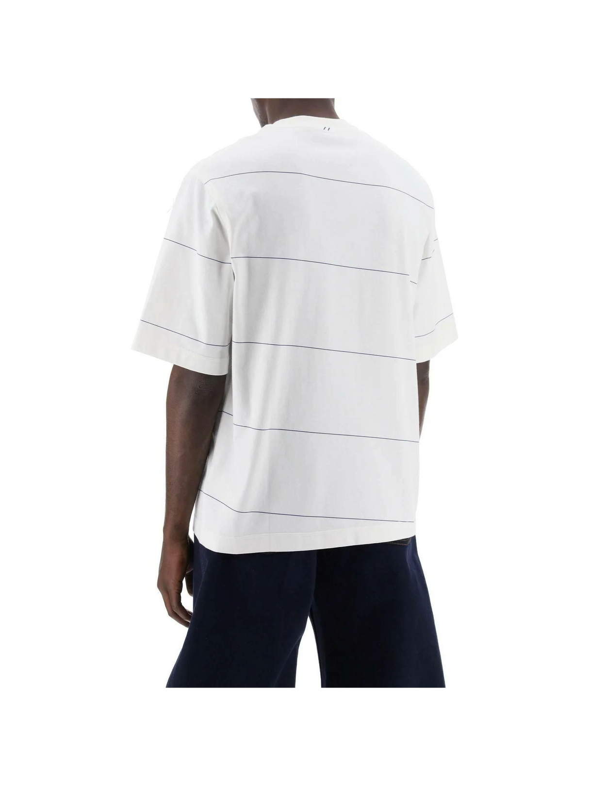 White Striped EKD Embroidery Cototn T-Shirt BURBERRY JOHN JULIA.