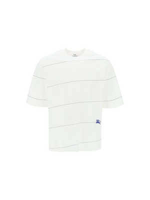 White Striped EKD Embroidery Cototn T-Shirt BURBERRY JOHN JULIA.