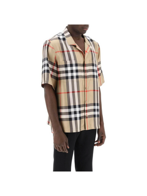 Bowling Shirt In Tartan Silk BURBERRY JOHN JULIA.