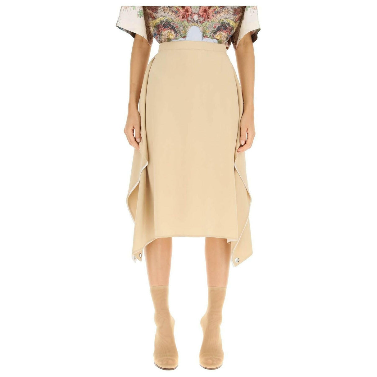 'Thea' Silk Midi Skirt.