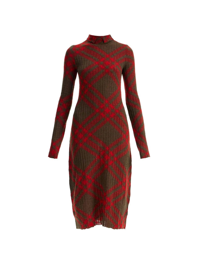 BURBERRY-Wool Blend Check Midi Dress-JOHN JULIA