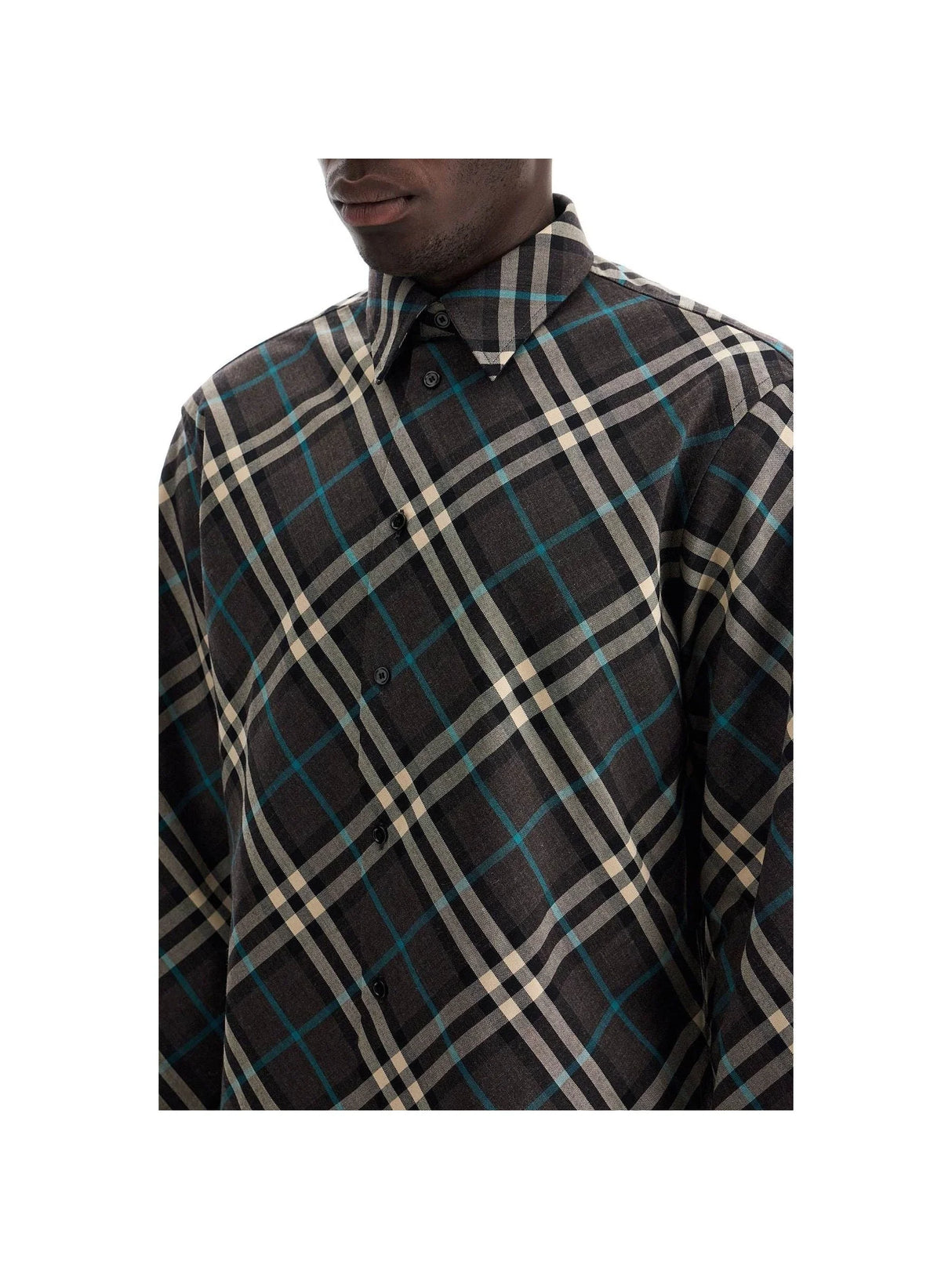 Check Pattern Wool Shirt-Burberry-JOHN JULIA