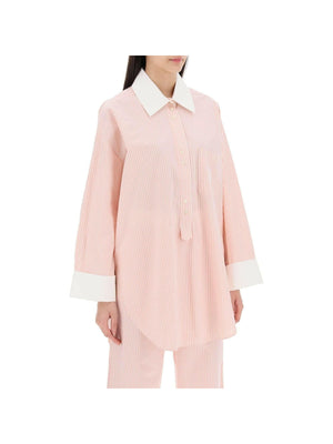 Pink Maye Organic Cotton Tunic Shirt in Skinny Stripe Diva BY MALENE BIRGER JOHN JULIA.