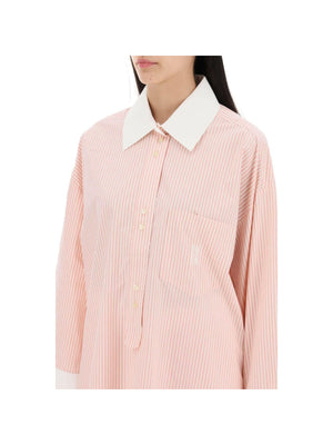 Pink Maye Organic Cotton Tunic Shirt in Skinny Stripe Diva BY MALENE BIRGER JOHN JULIA.