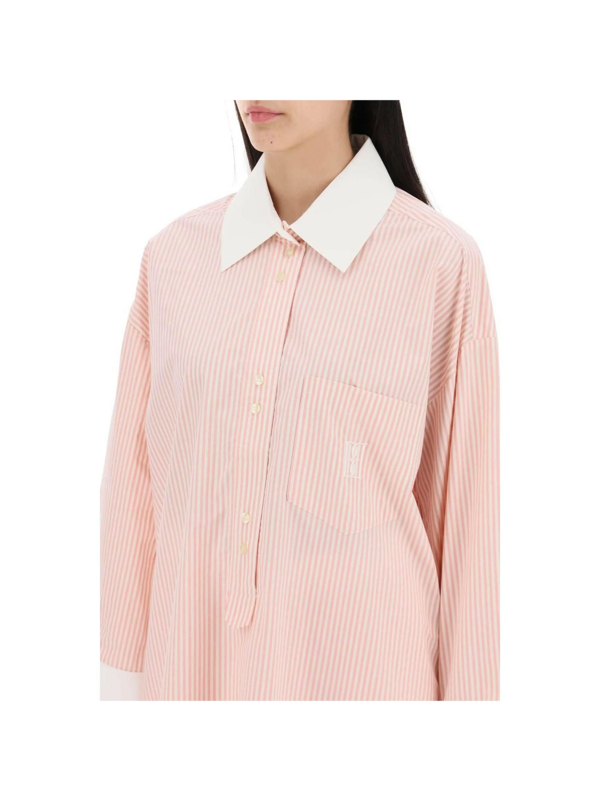 Pink Maye Organic Cotton Tunic Shirt in Skinny Stripe Diva BY MALENE BIRGER JOHN JULIA.