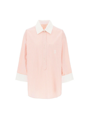 Pink Maye Organic Cotton Tunic Shirt in Skinny Stripe Diva BY MALENE BIRGER JOHN JULIA.