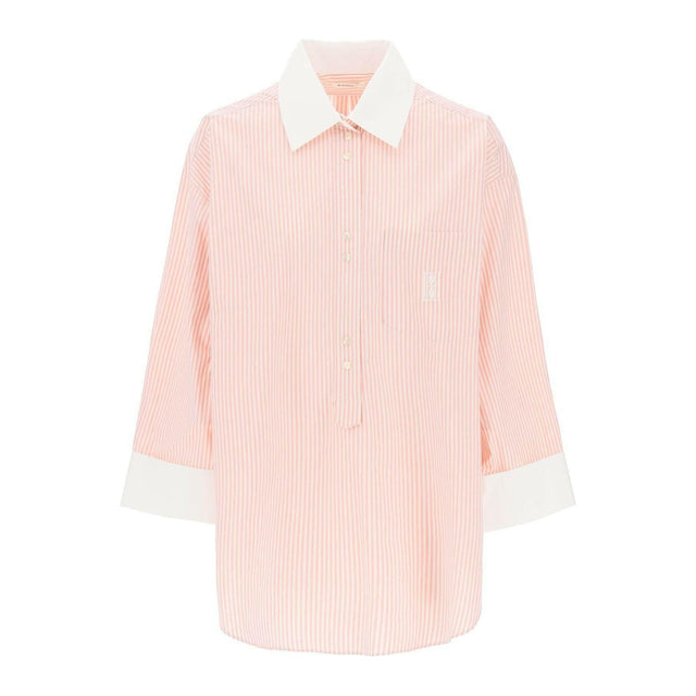 Pink Maye Organic Cotton Tunic Shirt in Skinny Stripe Diva BY MALENE BIRGER JOHN JULIA.