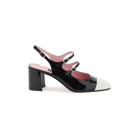 Black and Ivory Toe Papaya Patent Leather Slingback Pumps CAREL JOHN JULIA.