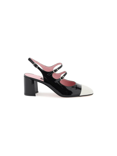 Black and Ivory Toe Papaya Patent Leather Slingback Pumps CAREL JOHN JULIA.