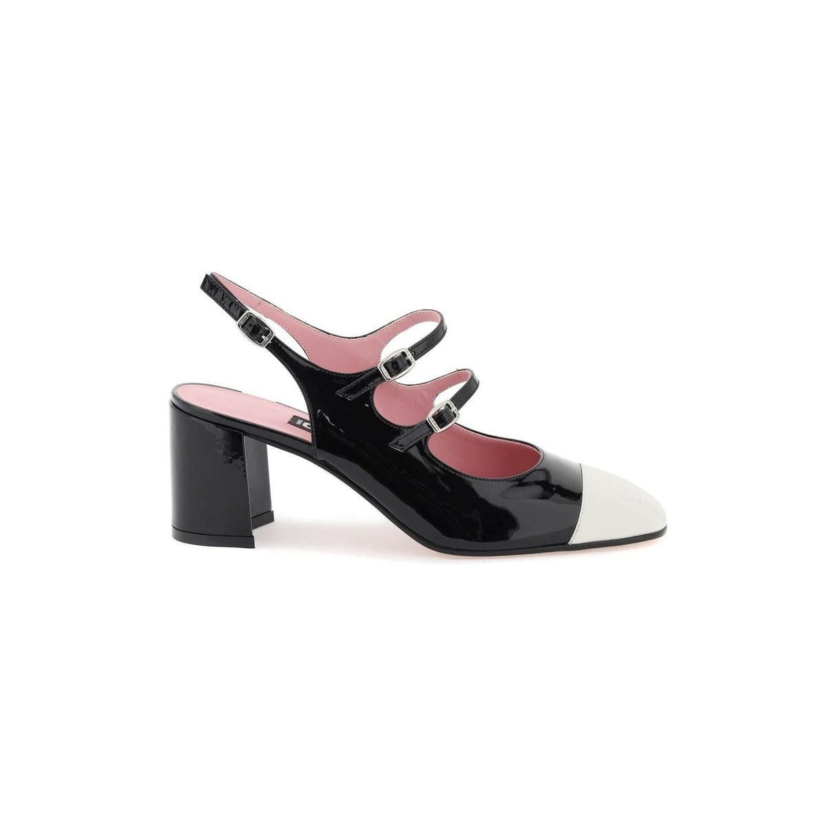 Black and Ivory Toe Papaya Patent Leather Slingback Pumps CAREL JOHN JULIA.