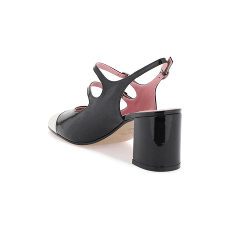 Black and Ivory Toe Papaya Patent Leather Slingback Pumps CAREL JOHN JULIA.