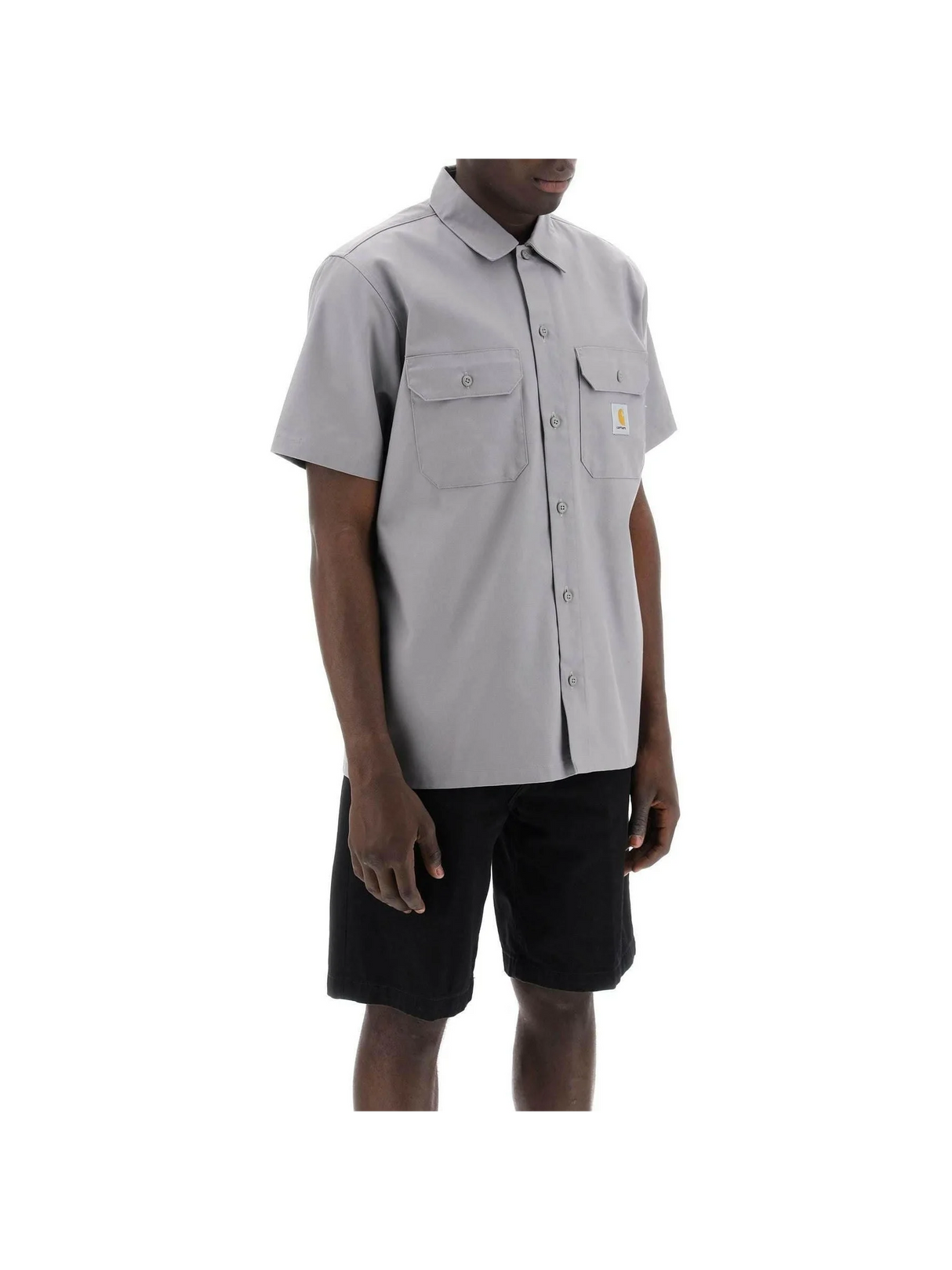 Grey Marengo Compact Cotton Twill Short Sleeved Shirt CARHARTT WIP JOHN JULIA.