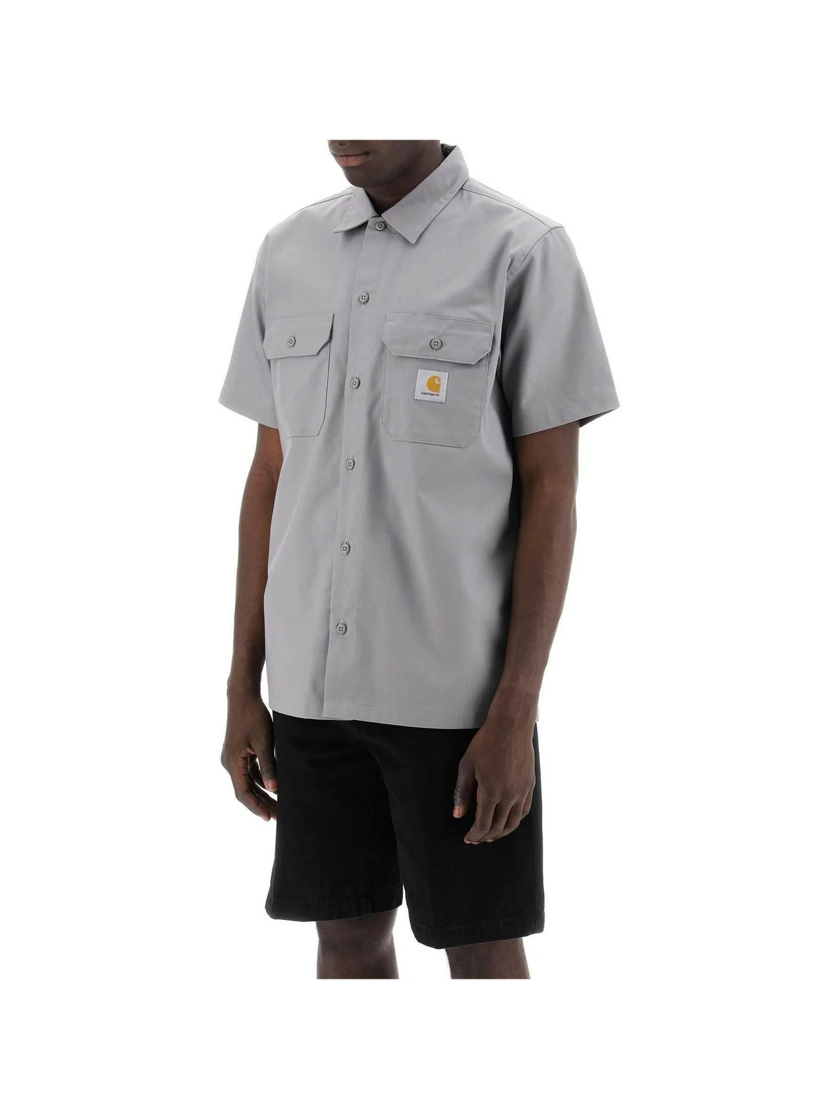 Grey Marengo Compact Cotton Twill Short Sleeved Shirt CARHARTT WIP JOHN JULIA.