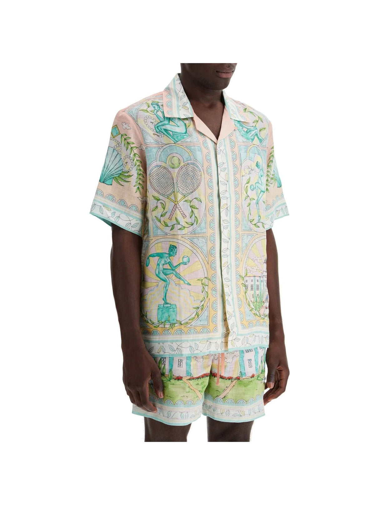 Short-sleeved Linen Shirt For Men