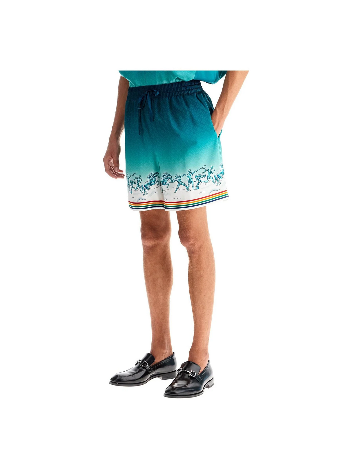 CASABLANCA-Silk Bermuda Shorts 'The Goddess Of The -JOHN JULIA.