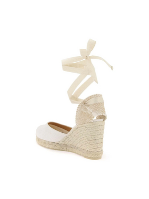 White and Gold Lurex Carina Wedge Espadrilles CASTANER JOHN JULIA.