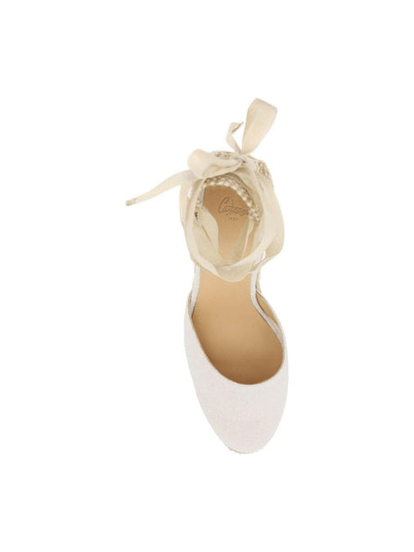 White and Gold Lurex Carina Wedge Espadrilles CASTANER JOHN JULIA.