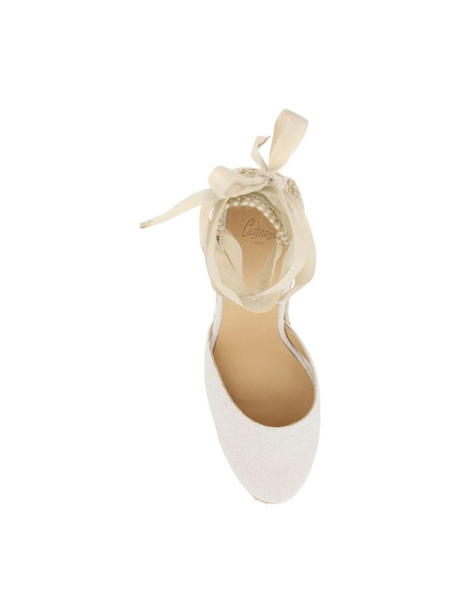 White and Gold Lurex Carina Wedge Espadrilles CASTANER JOHN JULIA.