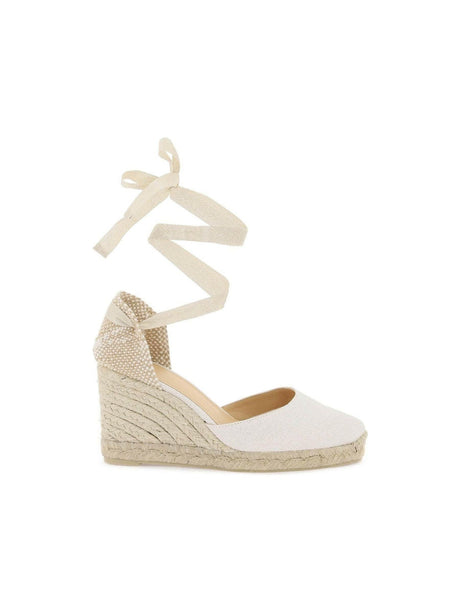 White and Gold Lurex Carina Wedge Espadrilles CASTANER JOHN JULIA.