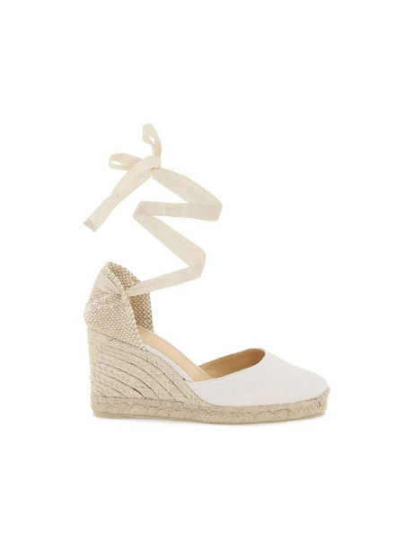 White and Gold Lurex Carina Wedge Espadrilles CASTANER JOHN JULIA.