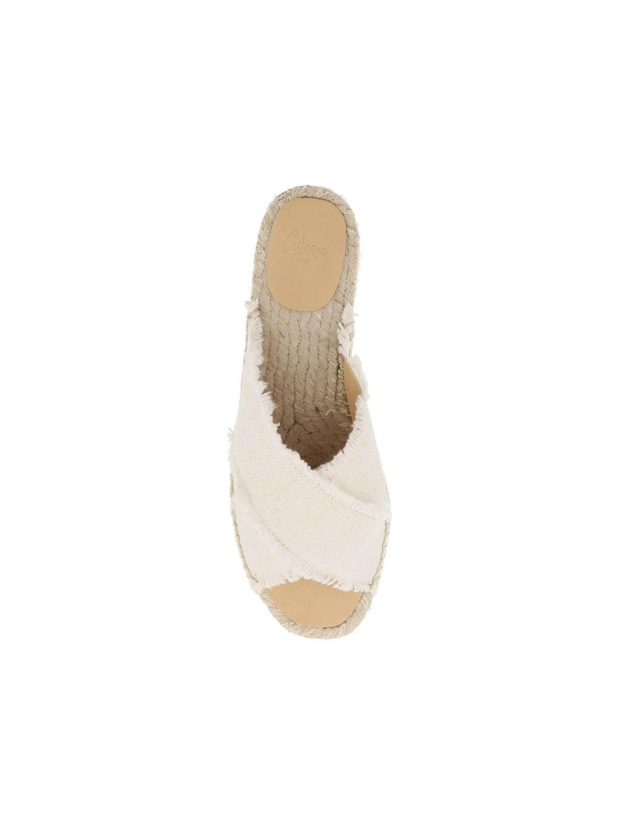 White And Gold Organic Linen Canvas Palm Tree Espadrilles CASTANER JOHN JULIA.