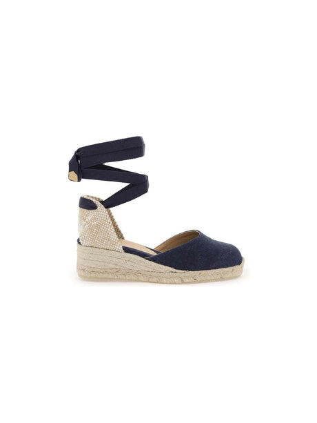 CASTAÑER-Azul Oxford Carina Cotton Wedge Espadrillas-JOHN JULIA