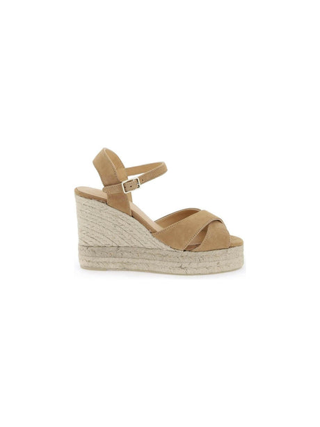 Brown Suede Leather Strap Blaudell Wedge Espadrilles CASTANER JOHN JULIA.