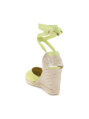 Yellow Cotton Canvas Ribbon Tie Carina Wedge Espadrilles CASTANER JOHN JULIA.