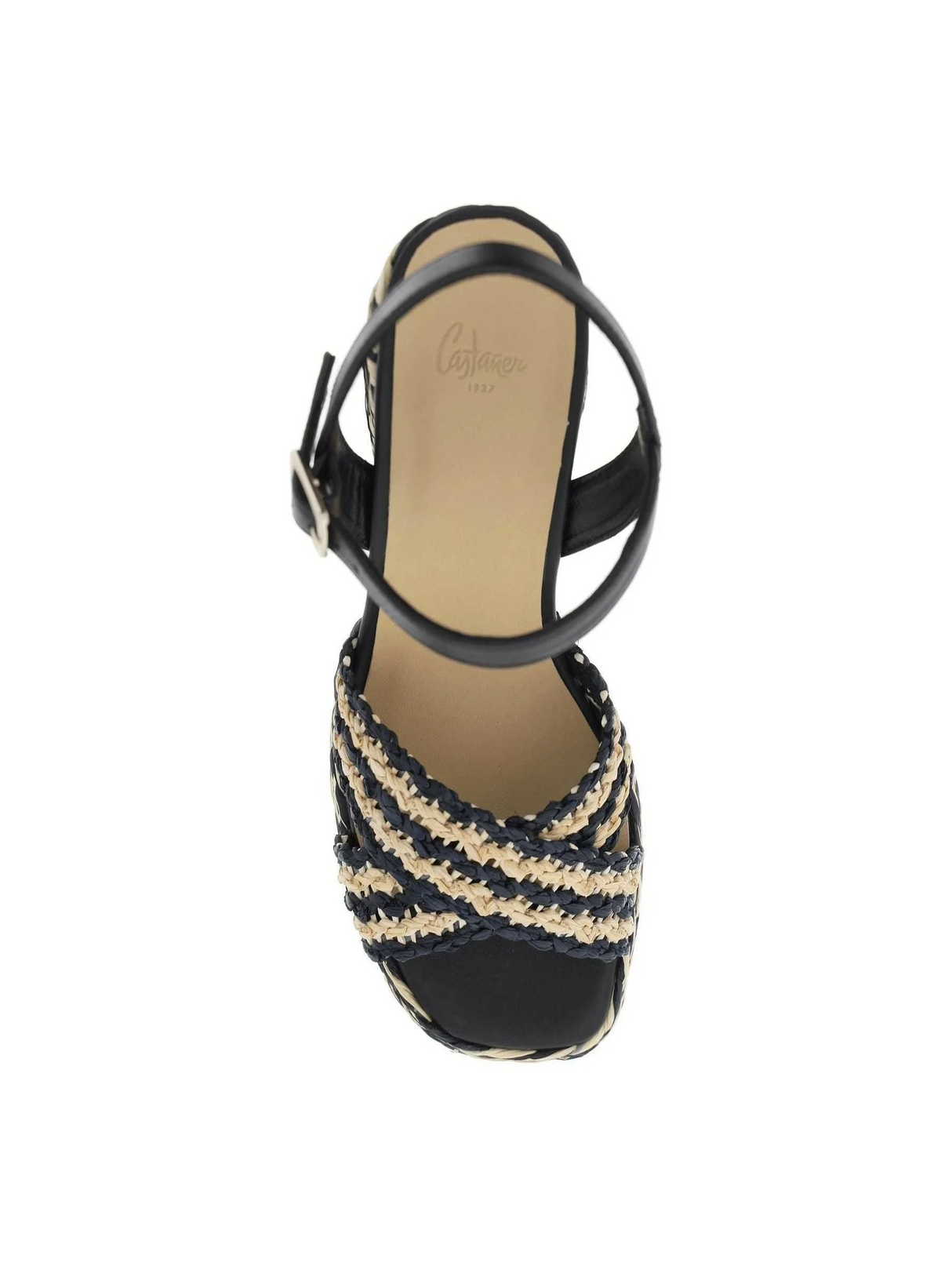 Black Fulvia Raffia Criss-Cross Sandals CASTAÑER JOHN JULIA.