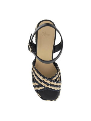 Black Fulvia Raffia Criss-Cross Sandals CASTAÑER JOHN JULIA.