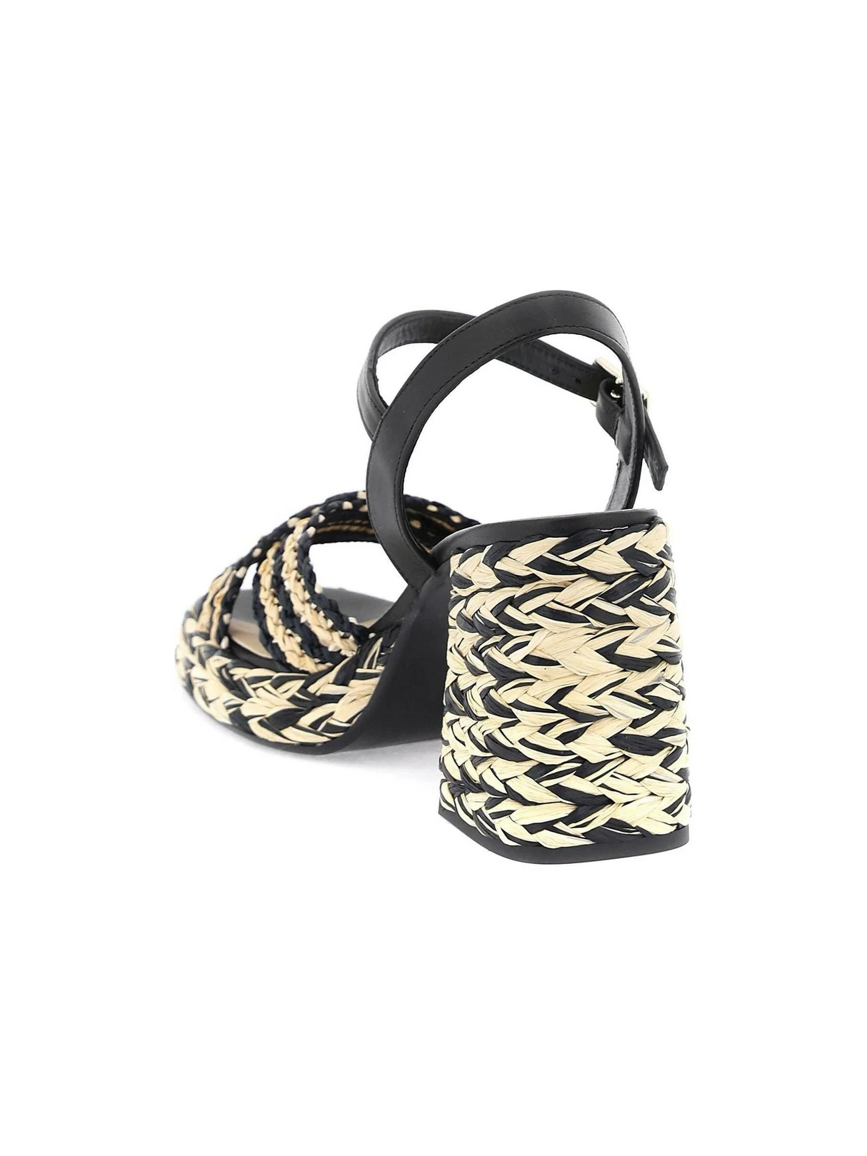 Black Fulvia Raffia Criss-Cross Sandals CASTAÑER JOHN JULIA.