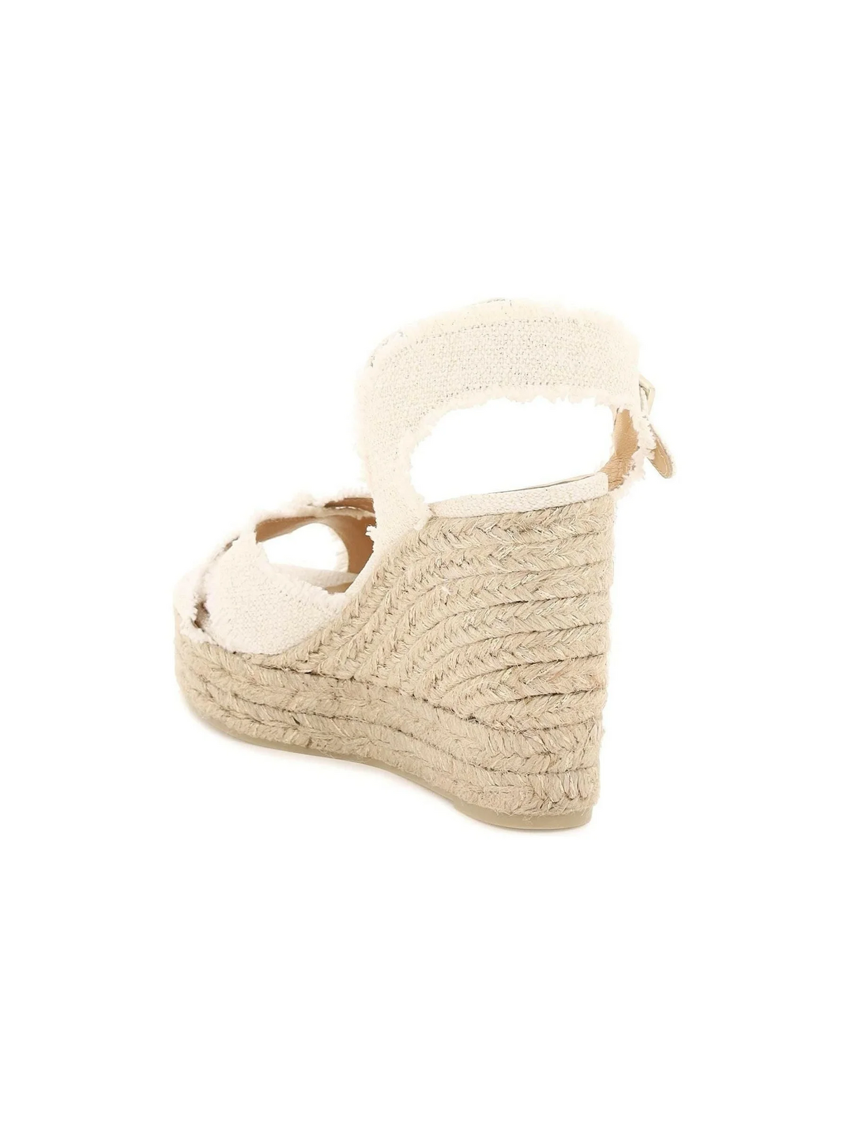 White Gold Linen Lurex Bromelia Wedge Sandals CASTANER JOHN JULIA.