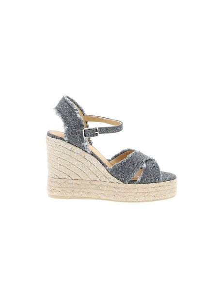 Grey Linen Canvas And Lurex Bromelia Wedge Sandals CASTANER JOHN JULIA.