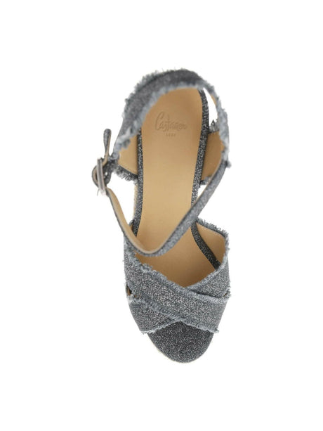 Grey Linen Canvas And Lurex Bromelia Wedge Sandals CASTANER JOHN JULIA.