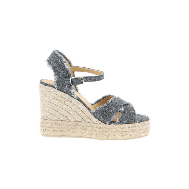 Grey Linen Canvas And Lurex Bromelia Wedge Sandals CASTANER JOHN JULIA.