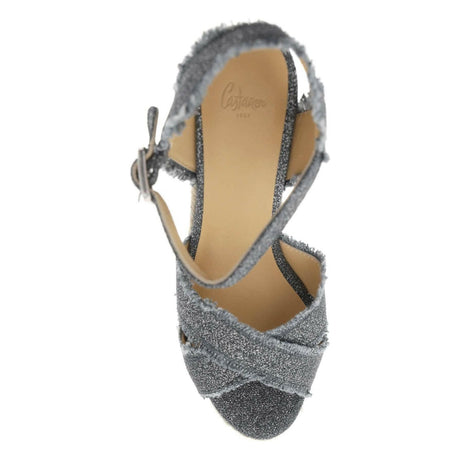 Grey Linen Canvas And Lurex Bromelia Wedge Sandals CASTANER JOHN JULIA.