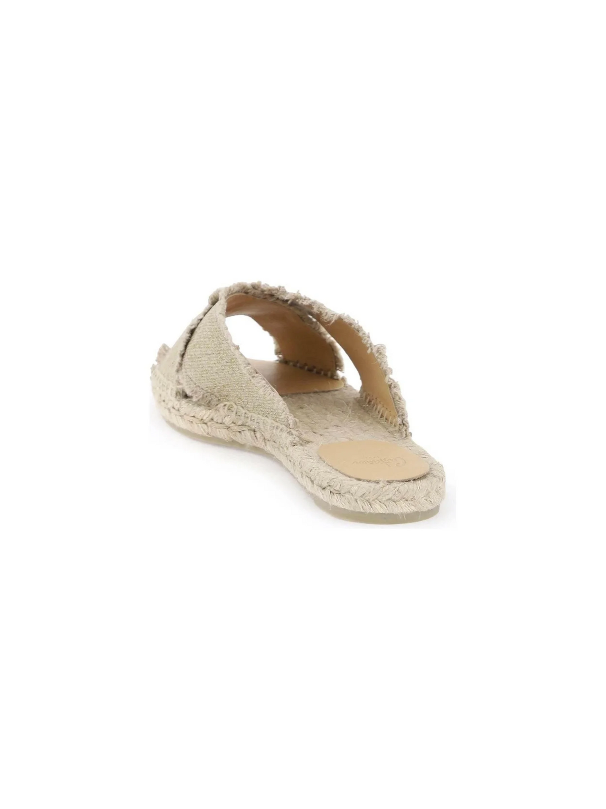 Neutrals Linen Lurex Interwoven Strap Palmera Espadrille Slides CASTANER JOHN JULIA.