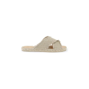 Neutrals Linen Lurex Interwoven Strap Palmera Espadrille Slides CASTANER JOHN JULIA.