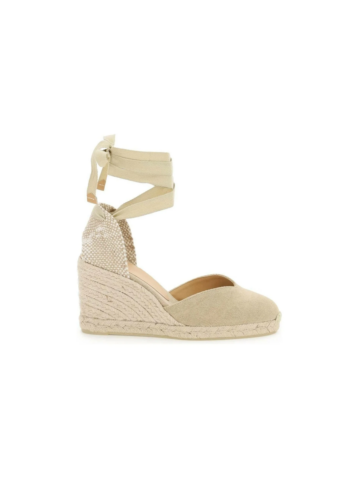 Sand Cotton Canvas Chiara Wedge Espadrilles CASTANER JOHN JULIA.