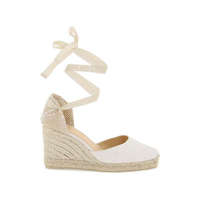 White and Gold Lurex Carina Wedge Espadrilles CASTANER JOHN JULIA.