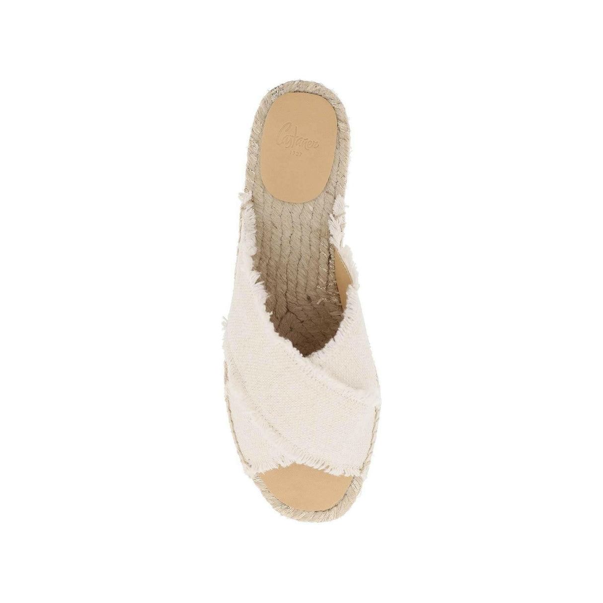 White And Gold Organic Linen Canvas Palm Tree Espadrilles CASTANER JOHN JULIA.