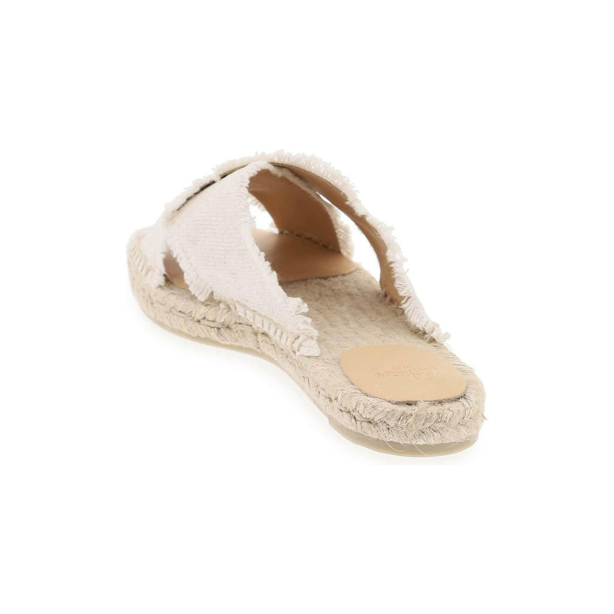 White And Gold Organic Linen Canvas Palm Tree Espadrilles CASTANER JOHN JULIA.