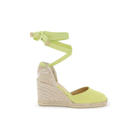 Yellow Cotton Canvas Ribbon Tie Carina Wedge Espadrilles CASTANER JOHN JULIA.