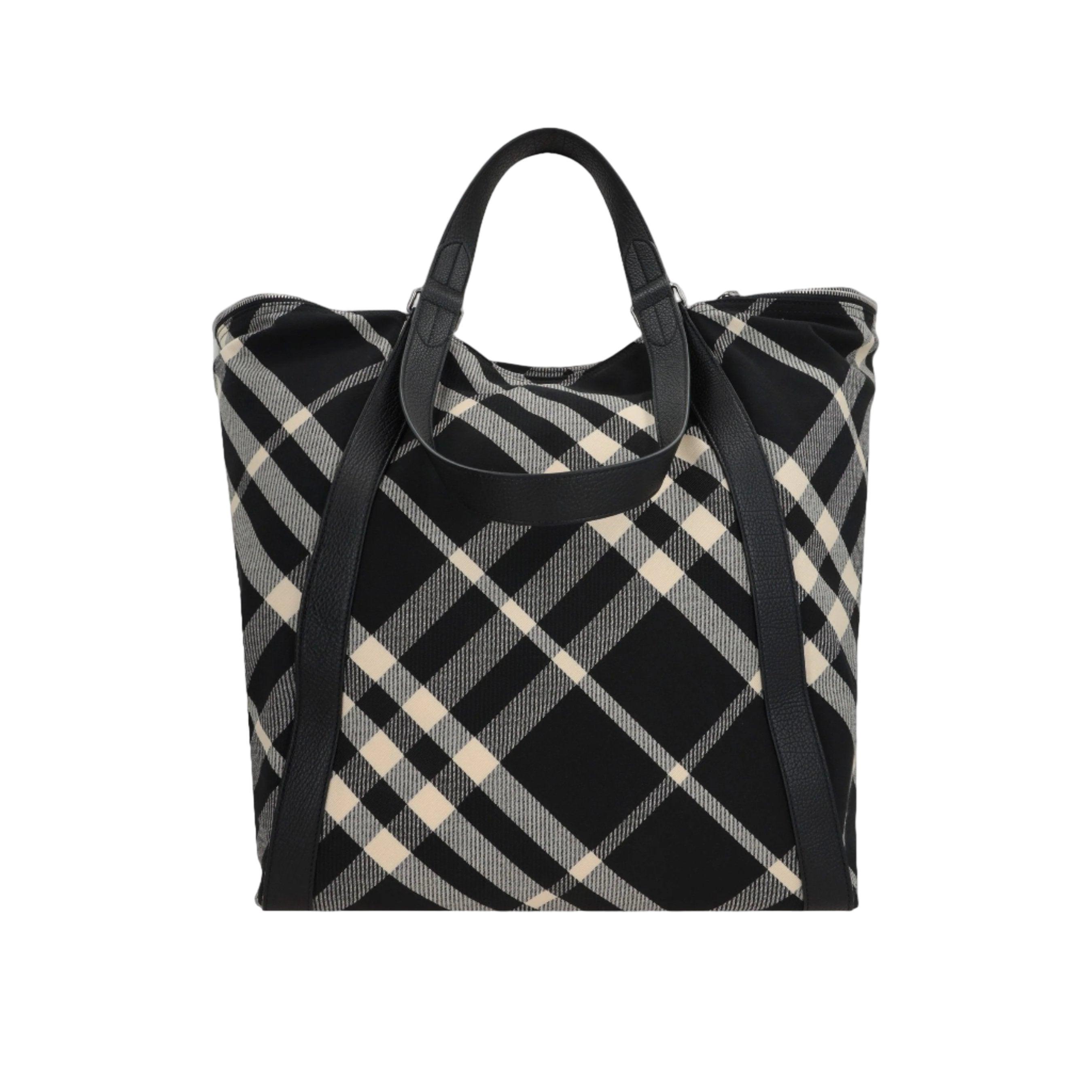 Check Jacquard Tote Bag-BURBERRY-JOHN JULIA